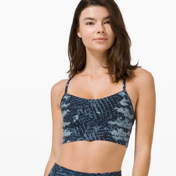 Lululemon Flow Y Bra Long Line Nulu Size 8 Indigo Lace Starlight - Picture 1 of 10